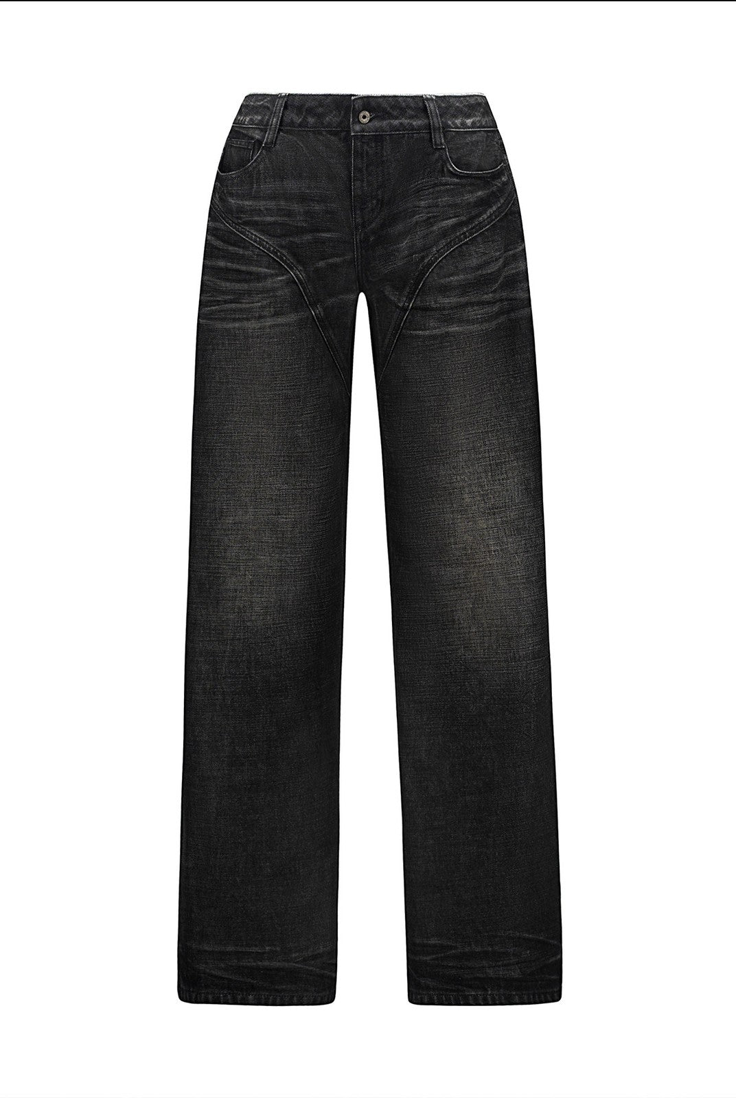 FaxCopyExpress Curved Panel Dirty Wash Jeans in Gray