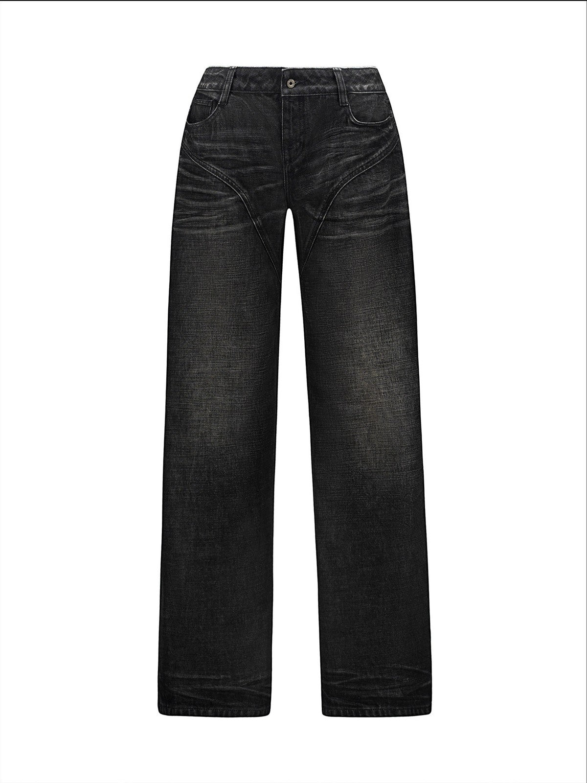 FaxCopyExpress Curved Panel Dirty Wash Jeans in Gray