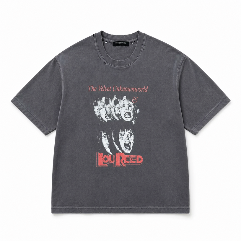 Mingstreet ASC launch still-life | UNKNOWNWORLD | Washed Distressed Graphic T Shirt | Gray | crumple_regen_confirmed_2026-06-25