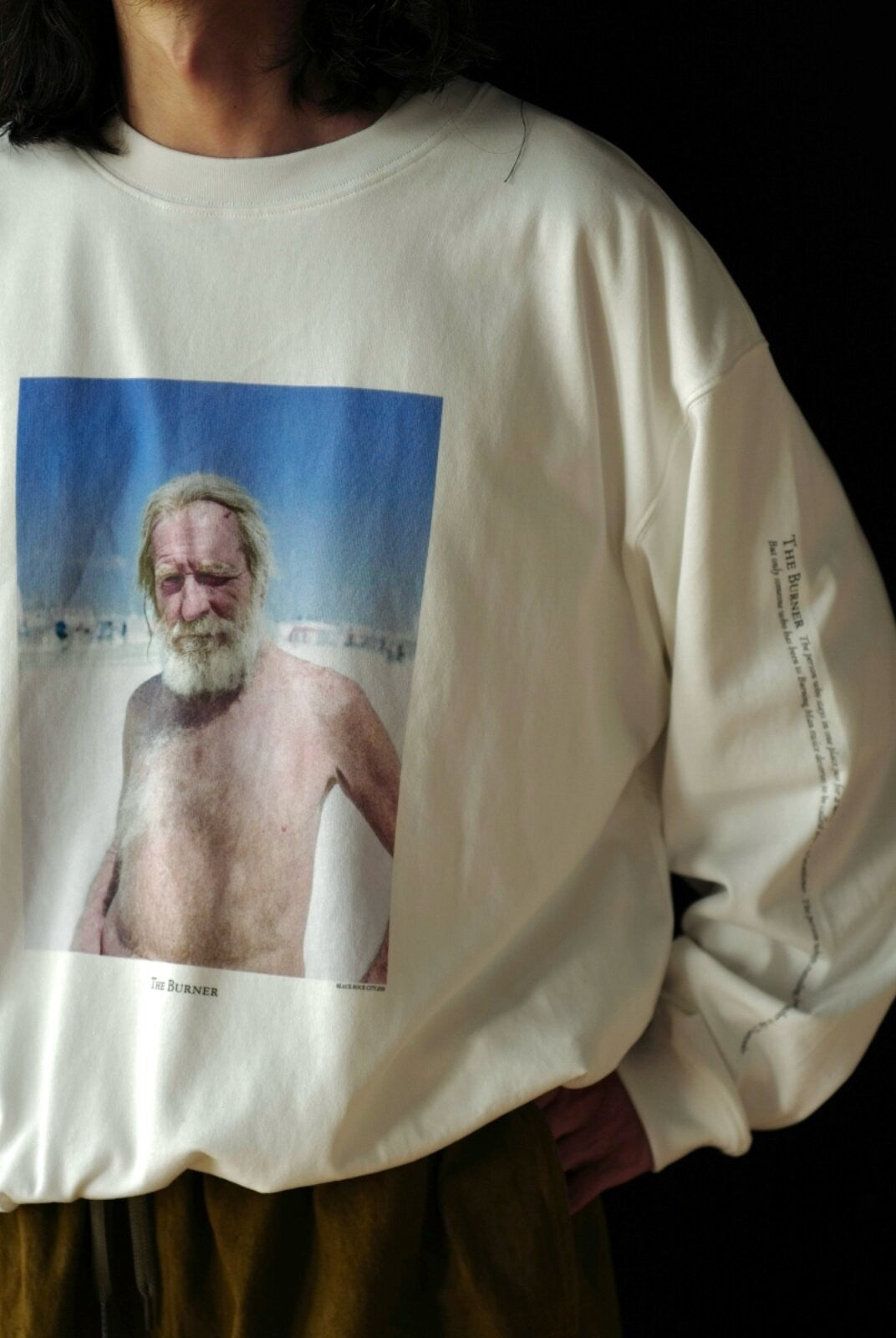 USAGE Vintage Photo Print Cotton T Shirt in White - On Male Model
