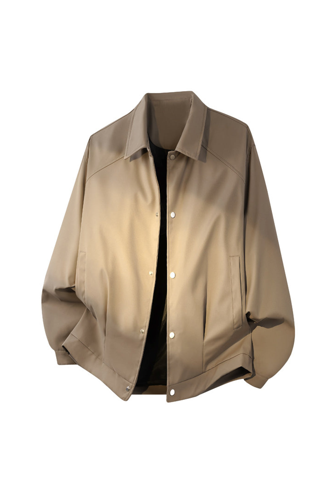 MEDM Collared Snap Front Jacket in Brown