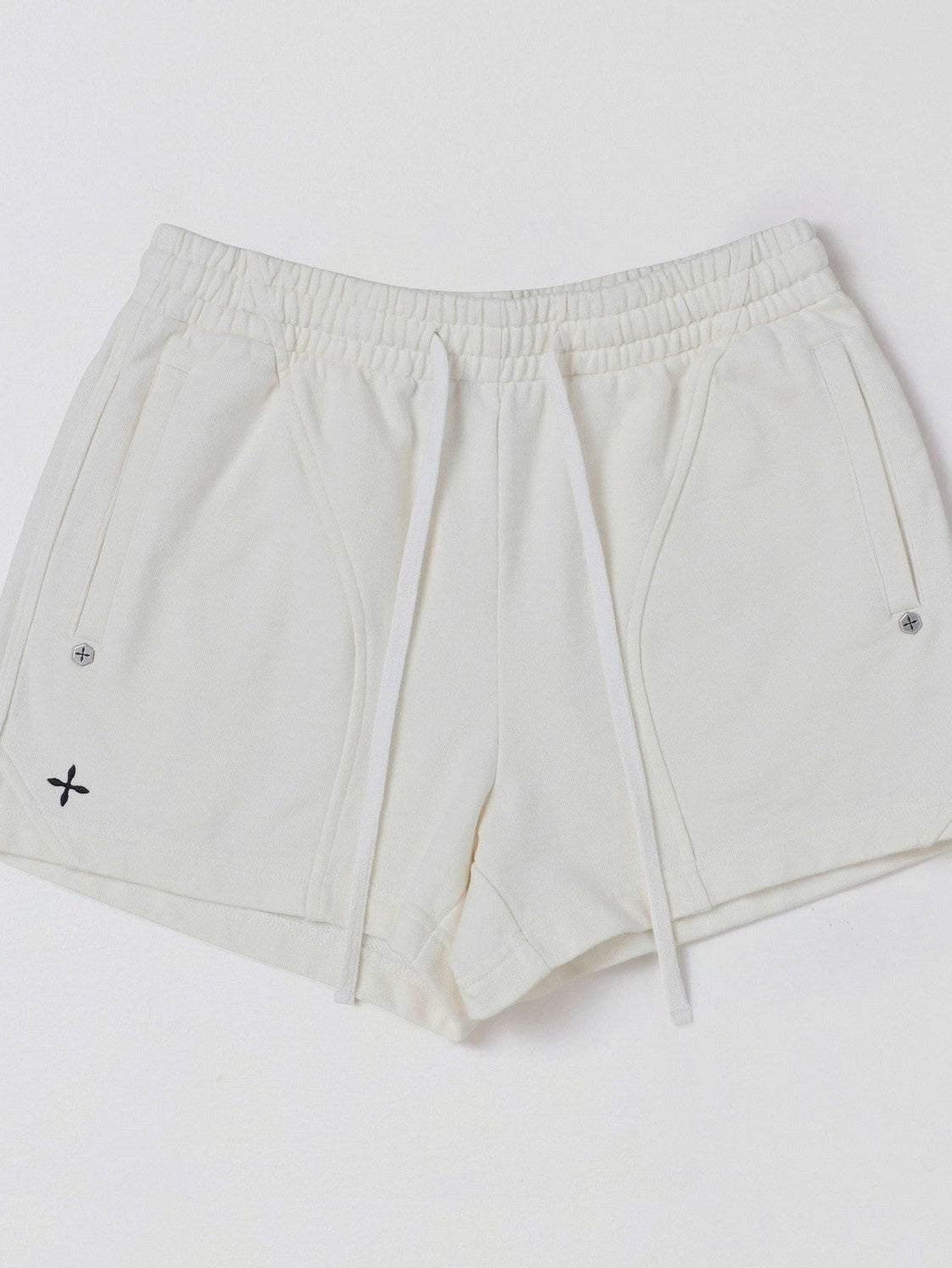 SMFK Cotton Wool Blend Drawstring Shorts in White