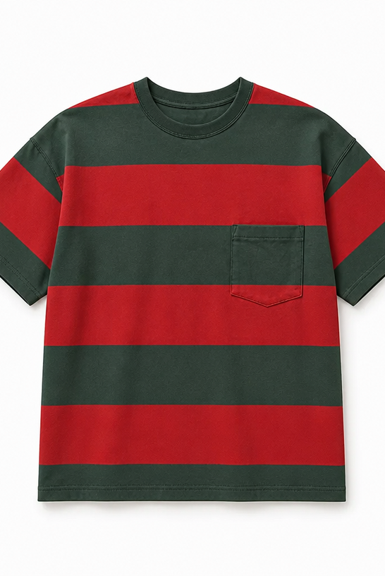 Mingstreet ASC launch still-life | USAGE | Wide Striped Cotton Pocket T Shirt | Green | crumple_regen_confirmed_2026-06-25
