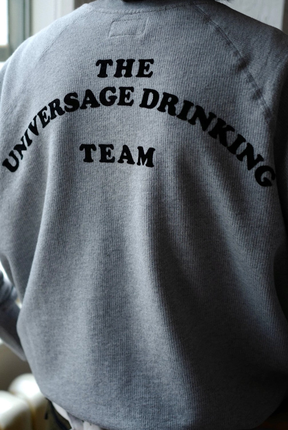 USAGE Washed Cotton Graphic Sweatshirt in Gray - On Model