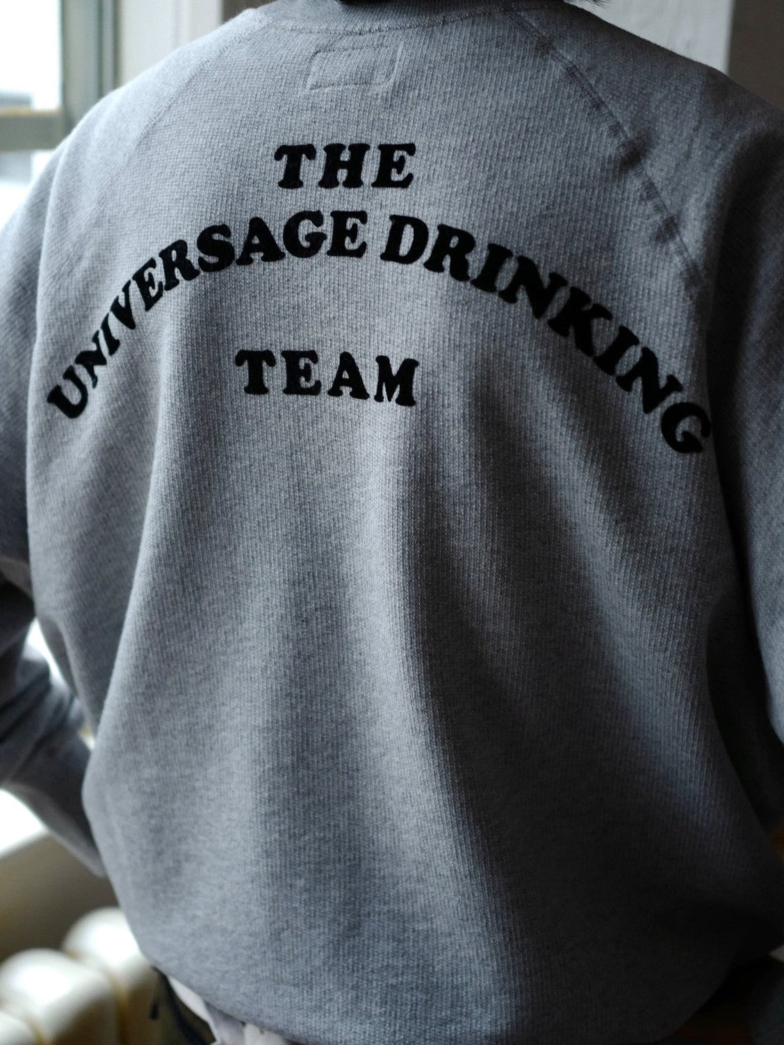 USAGE Washed Cotton Graphic Sweatshirt in Gray - On Model