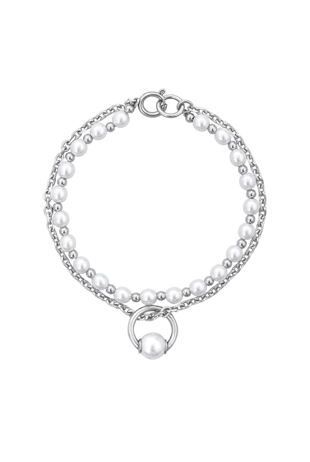 BLACKHEAD Double Layer Pearl Pendant Bracelet in Silver