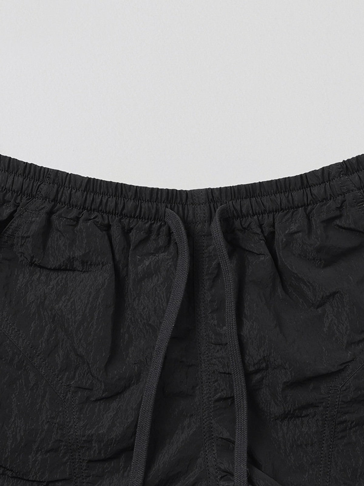SMFK Lightweight Drawstring Track Shorts in Black - Detail