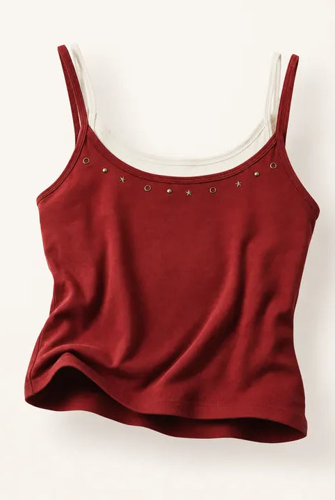 Mingstreet ASC launch still-life | BEERBRO | Rhinestone Leopard Trim Camisole | Burgundy | ready_now_existing_asset
