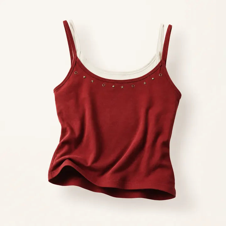 Mingstreet ASC launch still-life | BEERBRO | Rhinestone Leopard Trim Camisole | Burgundy | ready_now_existing_asset