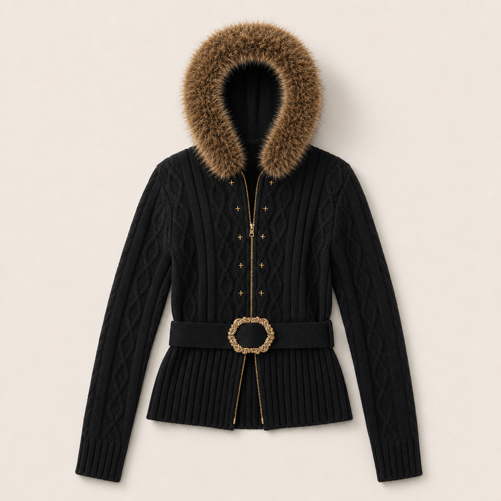 Mingstreet ASC launch still-life | BEERBRO | Faux Fur Trim Wool Cardigan | Black | ready_now_uncrumpled_replacement
