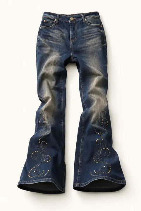 Mingstreet ASC launch still-life | BEERBRO | Studded Rhinestone Micro Flare Jeans | Navy | ready_now_existing_asset