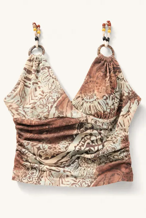 Mingstreet ASC launch still-life | BEERBRO | Beaded Strap Printed Camisole | Khaki | ready_now_existing_asset