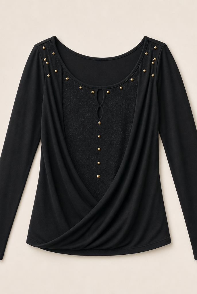 Mingstreet ASC launch still-life | BEERBRO | Lyocell Crossover Cowl Neck Top | Black | ready_now_uncrumpled_replacement