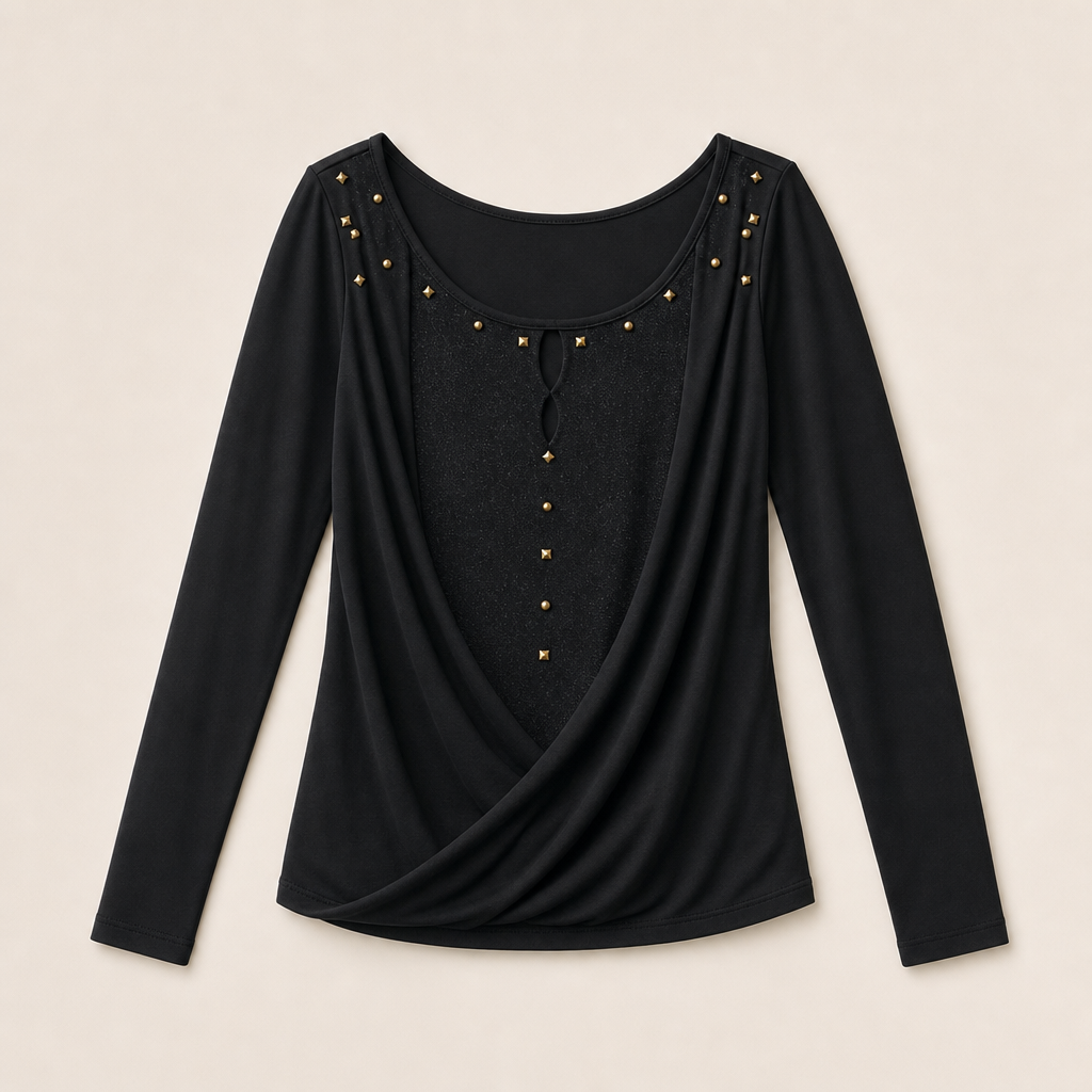 Mingstreet ASC launch still-life | BEERBRO | Lyocell Crossover Cowl Neck Top | Black | ready_now_uncrumpled_replacement