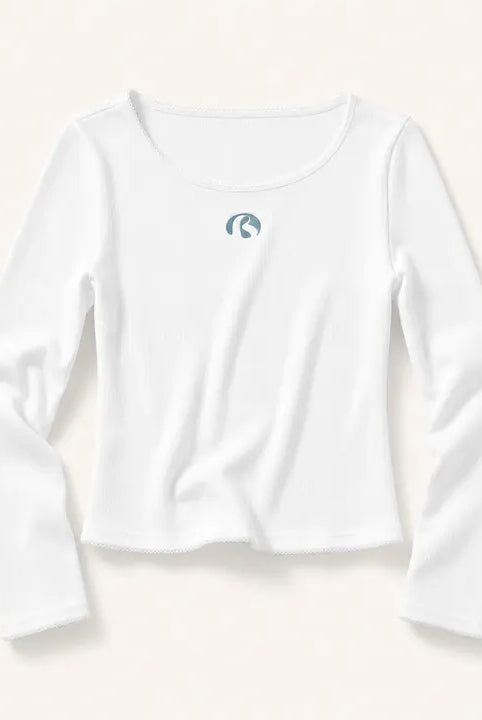 Mingstreet ASC launch still-life | BEERBRO | Ribbed Embroidered Long Sleeve Top | White | ready_now_existing_asset