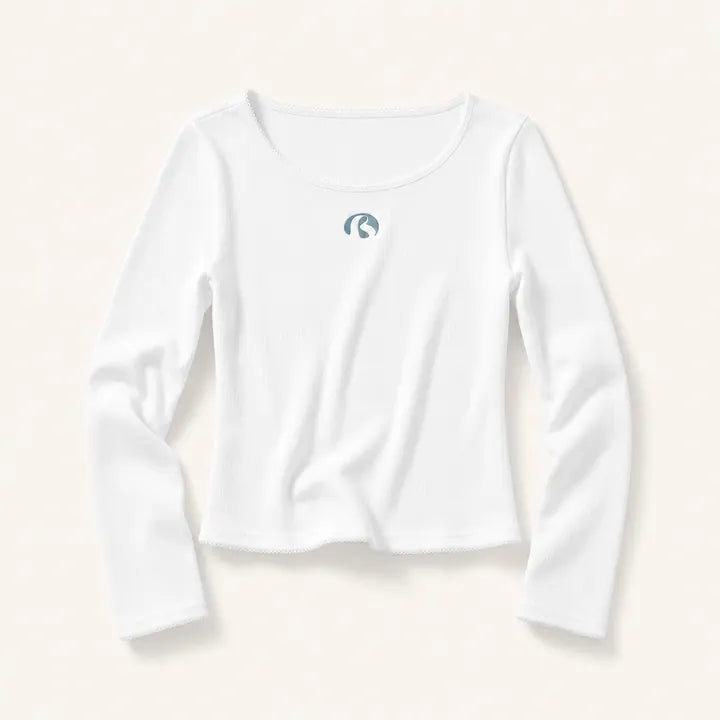 Mingstreet ASC launch still-life | BEERBRO | Ribbed Embroidered Long Sleeve Top | White | ready_now_existing_asset