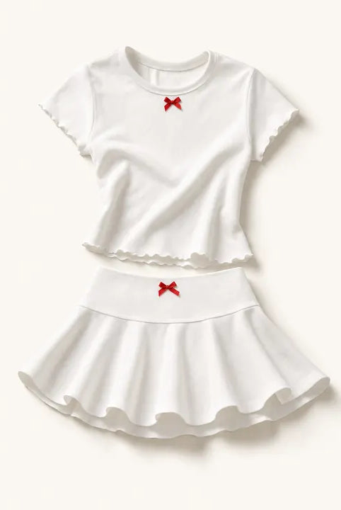 Mingstreet ASC launch still-life | BEERBRO | Heart Pointelle Tee Skirt Set | White | ready_now_existing_asset