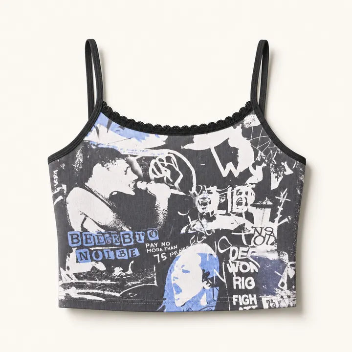 Mingstreet ASC launch still-life | BEERBRO | Rock Graphic Cropped Camisole | Dark Gray | ready_now_existing_asset