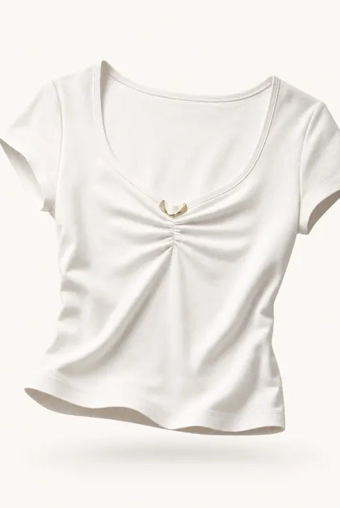 Mingstreet ASC launch still-life | BEERBRO | Twist Front Ruched Tee | White | ready_now_existing_asset