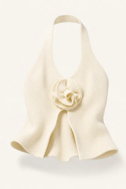 Mingstreet ASC launch still-life | BEERBRO | 3D Rose Knit Halter Top | Cream | ready_now_existing_asset