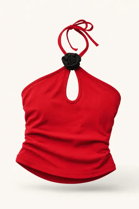 Mingstreet ASC launch still-life | BEERBRO | Rose Keyhole Halter Top | Red | ready_now_existing_asset