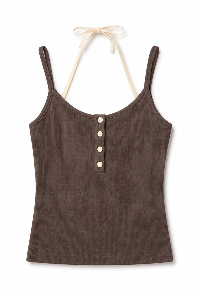 Mingstreet ASC launch still-life | BEERBRO | Ribbed Layered Halter Tank | Coffee | generated_extra_ready_product_colorway