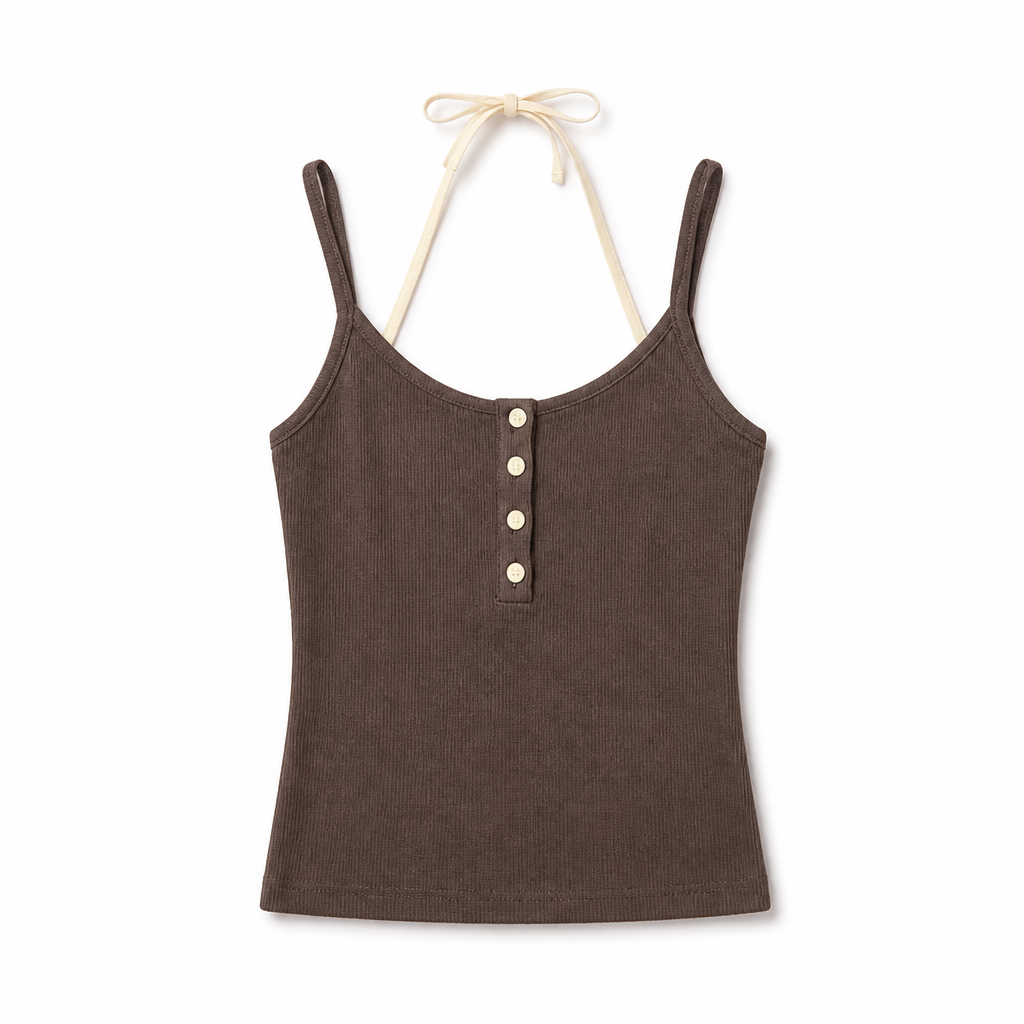 Mingstreet ASC launch still-life | BEERBRO | Ribbed Layered Halter Tank | Coffee | generated_extra_ready_product_colorway