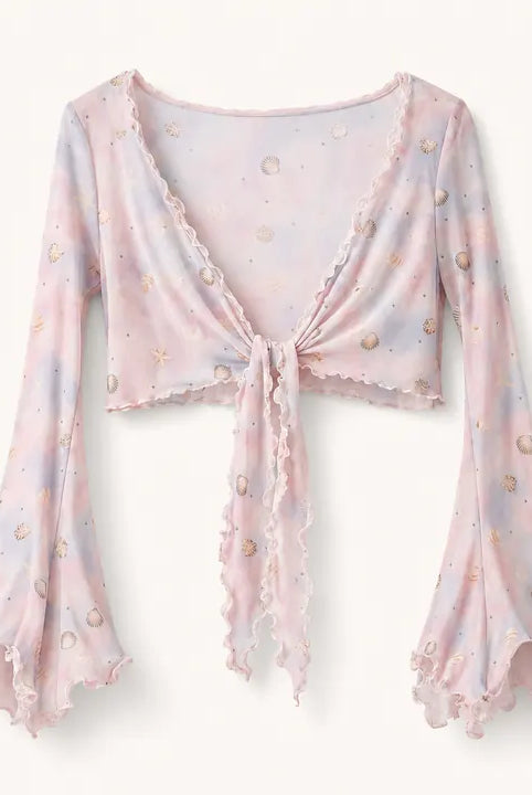 Mingstreet ASC launch still-life | BEERBRO | Shell Print Mesh Tie Front Top | Pink | ready_now_existing_asset