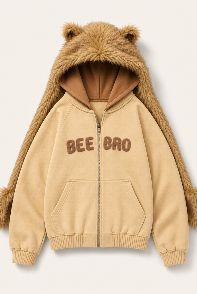 Mingstreet ASC launch still-life | BEERBRO | Washed Fleece Zip Up Hoodie | Khaki | ready_now_uncrumpled_replacement
