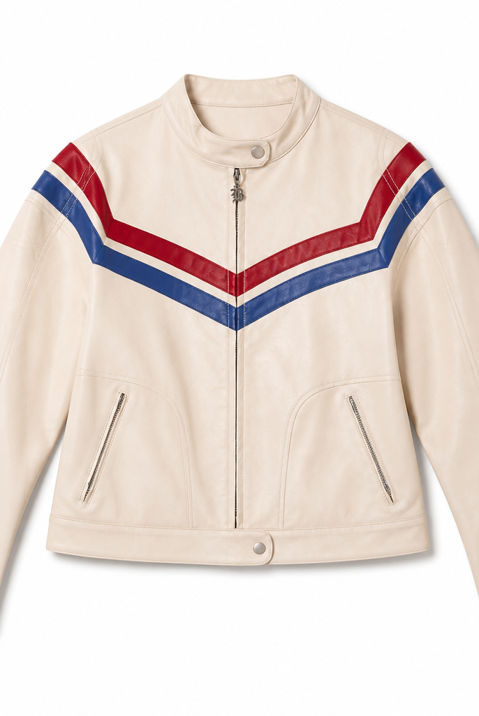 Mingstreet ASC launch still-life | BEERBRO | Contrast Stripe Leather Jacket | Cream | generated_extra_ready_product_colorway