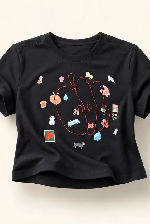 Mingstreet ASC launch still-life | BEERBRO | Embroidered Apple Crop Tee | Black | ready_now_existing_asset