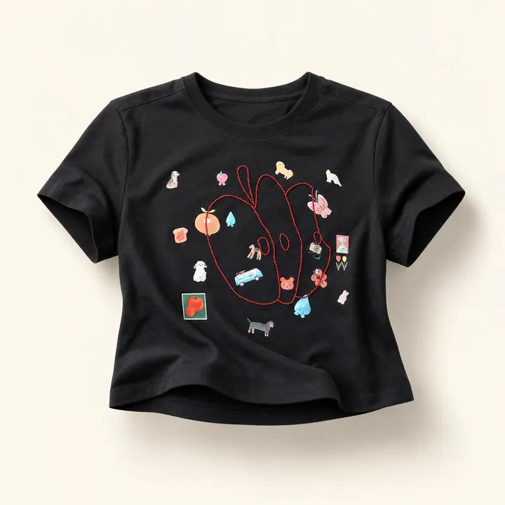 Mingstreet ASC launch still-life | BEERBRO | Embroidered Apple Crop Tee | Black | ready_now_existing_asset