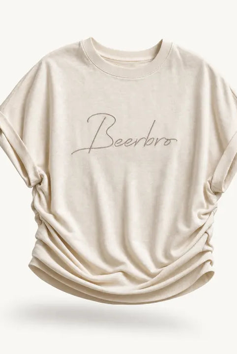 Mingstreet ASC launch still-life | BEERBRO | Embroidered Tencel Cinched Tee | Cream | ready_now_existing_asset