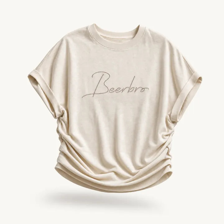 Mingstreet ASC launch still-life | BEERBRO | Embroidered Tencel Cinched Tee | Cream | ready_now_existing_asset