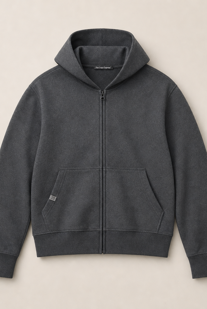 Mingstreet ASC launch still-life | FaxCopyExpress | Soft Cotton Blend Zip Up Hoodie | Gray | ready_now_uncrumpled_replacement