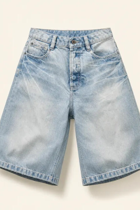 Mingstreet ASC launch still-life | FaxCopyExpress | Washed Gardener Denim Shorts | Blue | ready_now_existing_asset