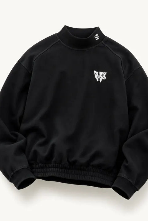 Mingstreet ASC launch still-life | SOD | Embroidered Mock Neck Top | Black | ready_now_existing_asset