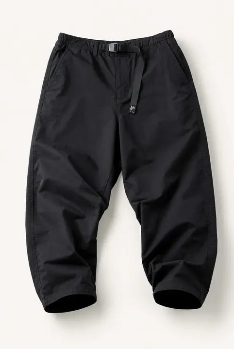 Mingstreet ASC launch still-life | SOD | Belted Cotton Nylon Tapered Pants | Black | ready_now_existing_asset