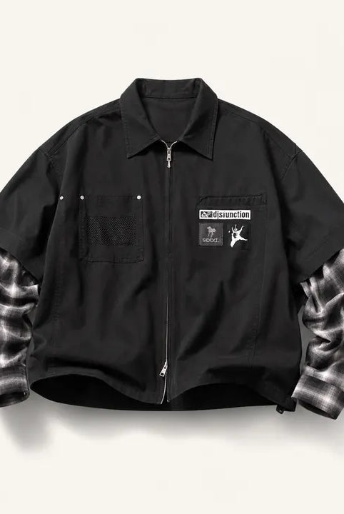 Mingstreet ASC launch still-life | SOD | Layered Sleeve Zip Up Shirt Jacket | Black | ready_now_existing_asset