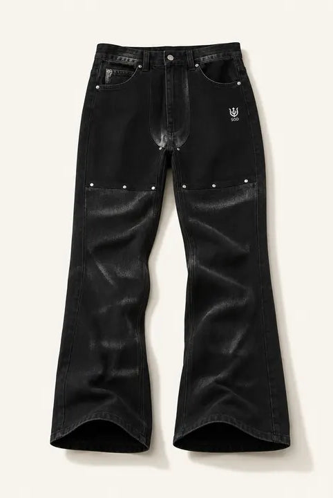 Mingstreet ASC launch still-life | SOD | Rivet Panel Micro Flare Jeans | Black | ready_now_existing_asset