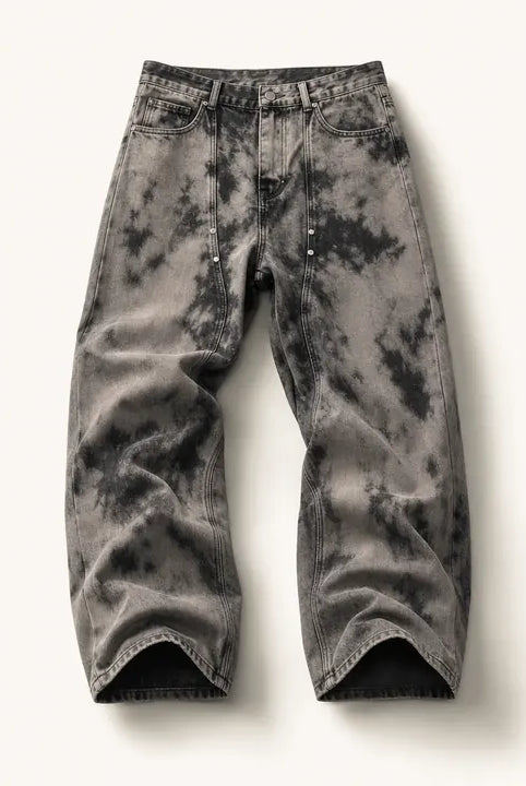 Mingstreet ASC launch still-life | SOD | Hand Tie Dye Distressed Straight Jeans | Gray | ready_now_existing_asset