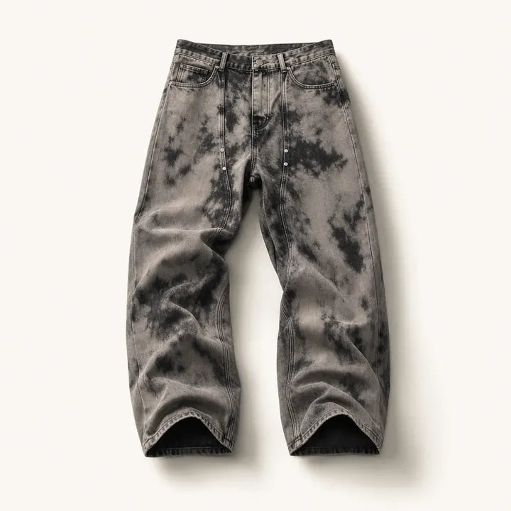Mingstreet ASC launch still-life | SOD | Hand Tie Dye Distressed Straight Jeans | Gray | ready_now_existing_asset