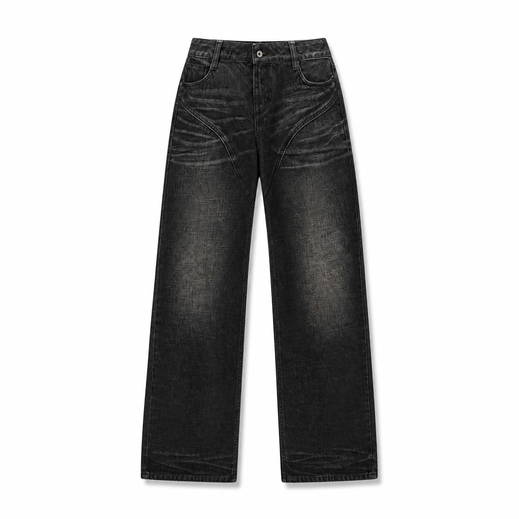 Mingstreet ASC launch still-life | FaxCopyExpress | Curved Panel Dirty Wash Jeans | Gray | generated_extra_ready_product_colorway