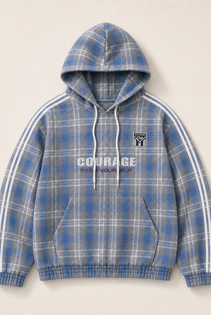 Mingstreet ASC launch still-life | BLINDNOPLAN | Paneled Plaid Pullover Hoodie | Blue | ready_now_uncrumpled_replacement