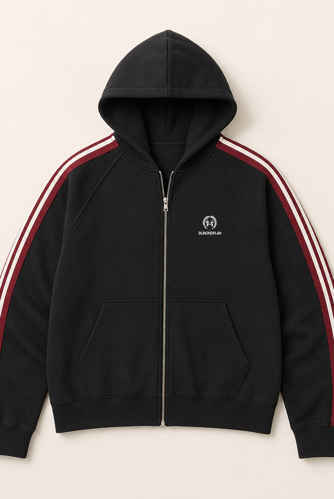 Mingstreet ASC launch still-life | BLINDNOPLAN | Contrast Tape Zip Up Hoodie | Black | ready_now_uncrumpled_replacement