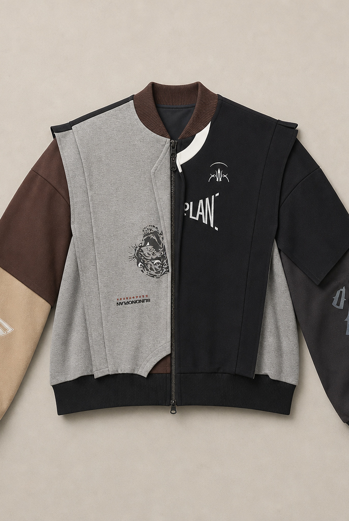 Mingstreet ASC launch still-life | BLINDNOPLAN | Reversible Patchwork Bomber Jacket | Beige | ready_now_uncrumpled_replacement