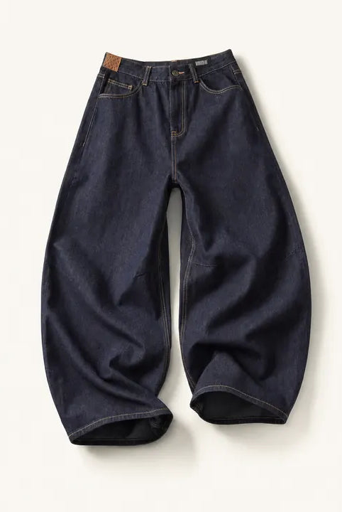 Mingstreet ASC launch still-life | BLINDNOPLAN | Curved Wide Leg Raw Denim Jeans | Denim | ready_now_existing_asset