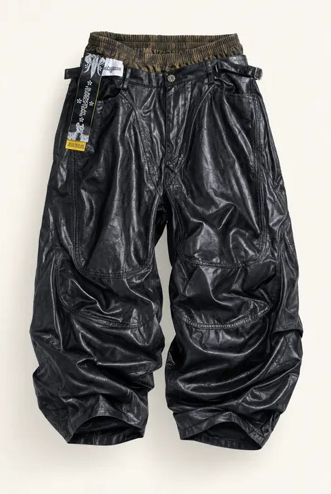 Mingstreet ASC launch still-life | BLINDNOPLAN | Faux Leather Layered Cargo Pants | Black | ready_now_existing_asset