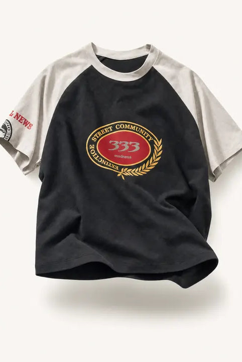 Mingstreet ASC launch still-life | BLINDNOPLAN | Color Block Raglan Graphic T Shirt | Black | ready_now_existing_asset