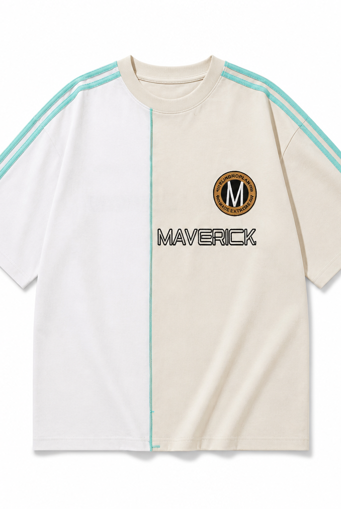 Mingstreet ASC launch still-life | BLINDNOPLAN | Panelled Embroidered Colorblock T Shirt | Beige | generated_extra_ready_product_colorway